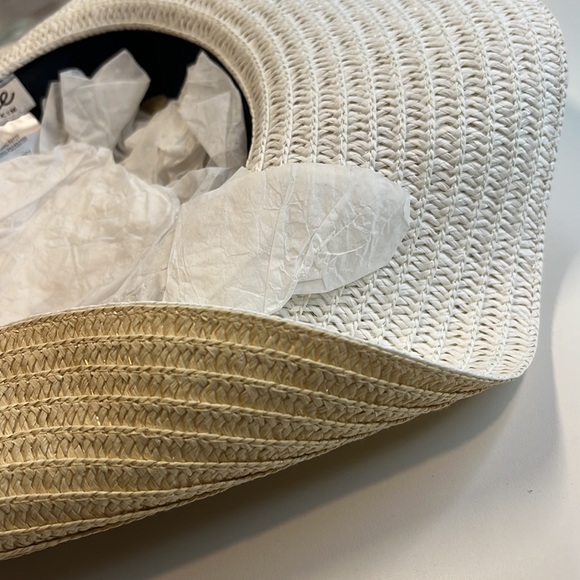 Eugenia Kim Two-Tone “Cecily” Sunhat w/ Scarf Accent, Natural Tan & White, NWT! - Picture 6 of 8